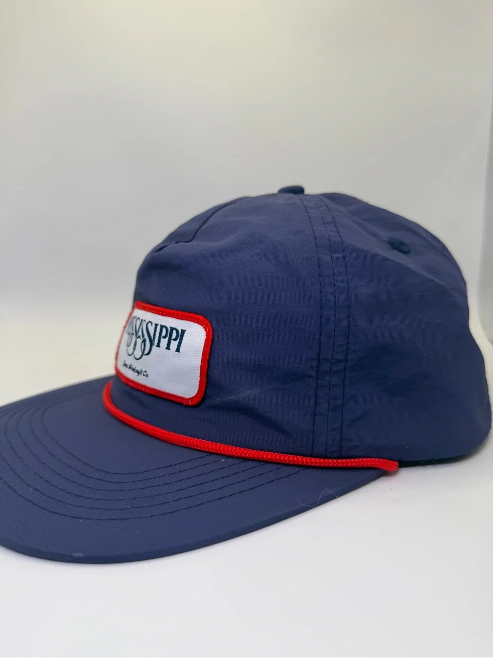Ole Miss Mississippi Rope Hat Navy Red 5 Panel Snapback Cap Vintage 80s Inspired - Picture 3 of 10